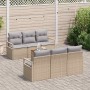 Conjunto de sofá de jardín 7 pcs beige y gris claro en Sofás de exterior | Comprar online en Foru.es