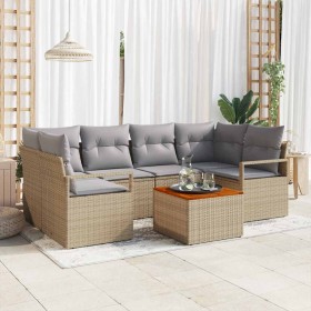 Conjunto de sofá de jardín 7 pcs beige y gris claro en Sofás de exterior | Comprar online en Foru.es