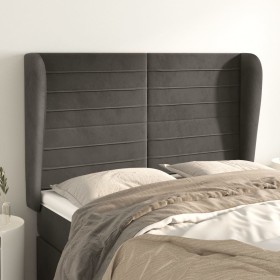 Cabecero con orejas de terciopelo gris oscuro 147x23x118/128 cm de vidaXL, Cabeceros y pies de cama - Ref: Foro24-3118145, Pr...