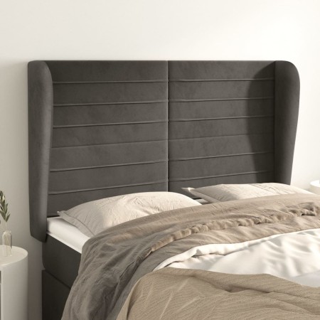 Cabecero con orejas de terciopelo gris oscuro 147x23x118/128 cm de vidaXL, Cabeceros y pies de cama - Ref: Foro24-3118145, Pr...