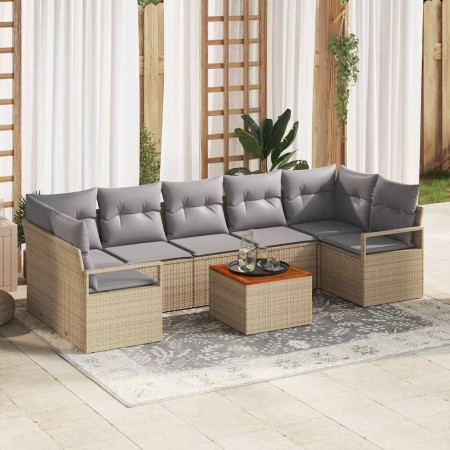 Conjunto de sofá de jardín 8 pcs beige y gris claro en Sofás de exterior | Comprar online en Foru.es
