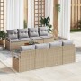 Conjunto de sofás de jardín 9 pcs Beige y Gris Claro en Sofás de exterior | Comprar online en Foru.es