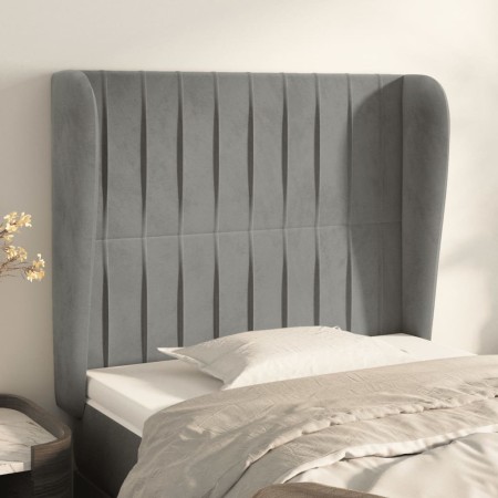 Cabecero con orejas de terciopelo gris claro 83x23x118/128 cm de vidaXL, Cabeceros y pies de cama - Ref: Foro24-3118224, Prec...