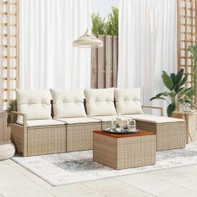 Conjunto de sofá de jardín 6 pcs Beige y blanco en Sofás de exterior | Comprar online en Foru.es