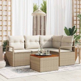 Conjunto de sofás de jardín 5 pcs Beige y Crema ratán sintético en Sofás de exterior | Comprar online en Foru.es