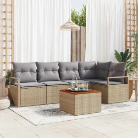 Conjunto de sofá de jardín 6 pcs beige y gris claro en Sofás de exterior | Comprar online en Foru.es