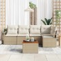 Conjunto de sofá de jardín 6 pcs Beige y blanco en Sofás de exterior | Comprar online en Foru.es