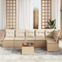 Conjunto de sofá de jardín 7 pcs Beige y blanco en Sofás de exterior | Comprar online en Foru.es