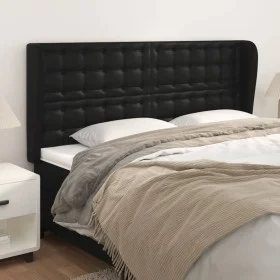 Headboard with ears black synthetic leather 163x23x118/128cm by vidaXL, Headboards and footboards - Ref: Foro24-3118052, Pric...