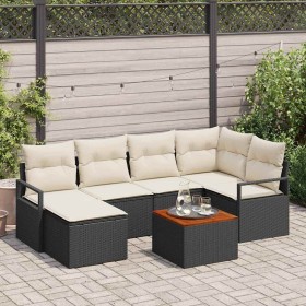 Conjunto de sofá de jardín 7 pcs Negro y blanco en Sofás de exterior | Comprar online en Foru.es