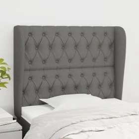 Cabecero con orejas de tela gris oscuro 93x23x118/128 cm de vidaXL, Cabeceros y pies de cama - Ref: Foro24-3118275, Precio: 8...