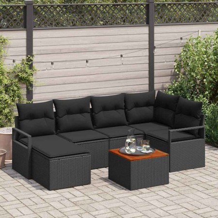 Conjunto de sofá de jardín 7 pcs Negro en Sofás de exterior | Comprar online en Foru.es