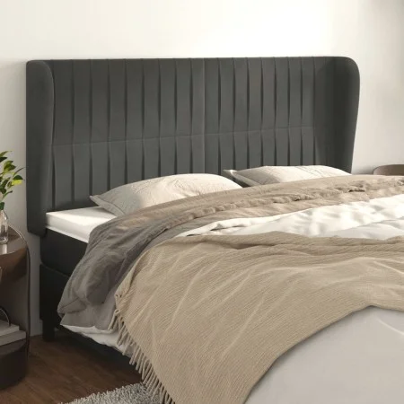 Headboard with dark gray velvet ears 183x23x118/128 cm by vidaXL, Headboards and footboards - Ref: Foro24-3118255, Price: 116...
