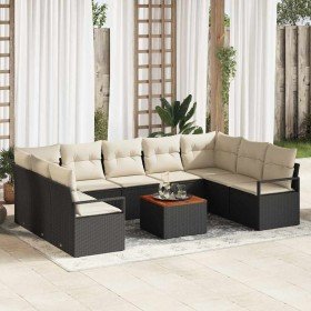 Conjunto de sofá de jardín 10 pcs Negro y blanco en Sofás de exterior | Comprar online en Foru.es