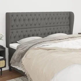 Headboard with dark gray fabric ears 203x23x118/128 cm by vidaXL, Headboards and footboards - Ref: Foro24-3118315, Price: 138...