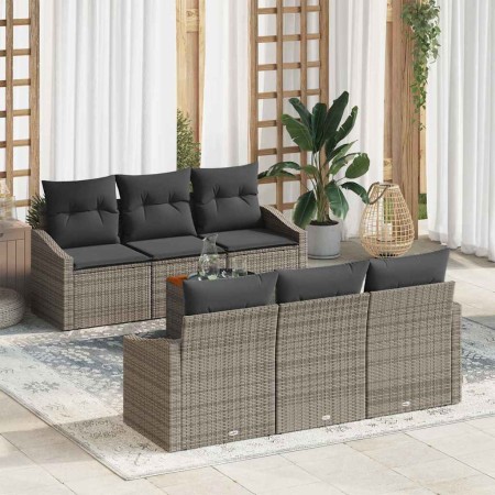 Conjunto de sofás de jardín 7 pcs Gris ratán sintético en Sofás de exterior | Comprar online en Foru.es