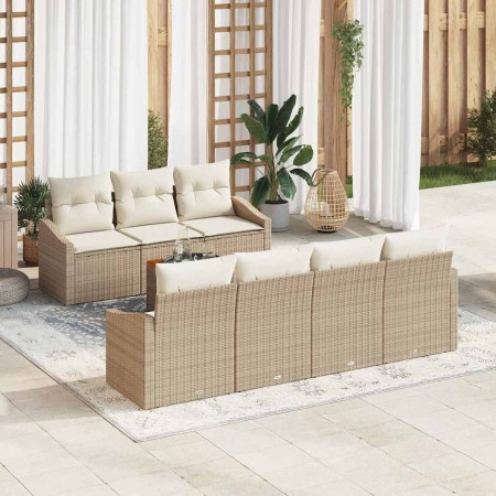 Conjunto de sofás de jardín 8 pcs Beige y Crema ratán sintético en Sofás de exterior | Comprar online en Foru.es