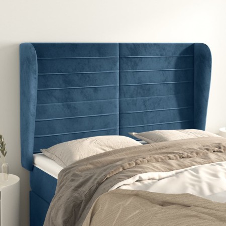 Cabecero con orejas de terciopelo azul oscuro 147x23x118/128 cm de vidaXL, Cabeceros y pies de cama - Ref: Foro24-3118148, Pr...