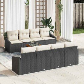 Conjunto de sofás de jardín 9 pcs Negro y crema ratán sintético en Sofás de exterior | Comprar online en Foru.es
