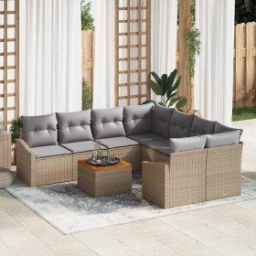 Conjunto de sofá de jardín 9 pcs beige y gris claro en Sofás de exterior | Comprar online en Foru.es