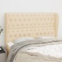 Cabecero con orejas de tela color crema 163x23x118/128 cm de vidaXL, Cabeceros y pies de cama - Ref: Foro24-3118303, Precio: ...