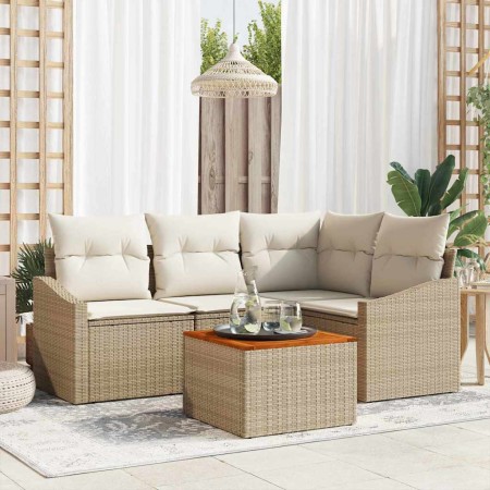 Conjunto de sofás de jardín 5 pcs Beige y Crema ratán sintético en Sofás de exterior | Comprar online en Foru.es