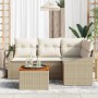 Conjunto de sofás de jardín 5 pcs Beige y Crema ratán sintético en Sofás de exterior | Comprar online en Foru.es