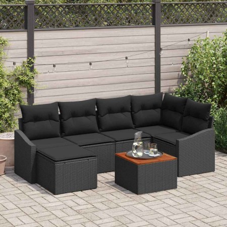Conjunto de sofás de jardín 7 pcs Negro ratán sintético en Sofás de exterior | Comprar online en Foru.es