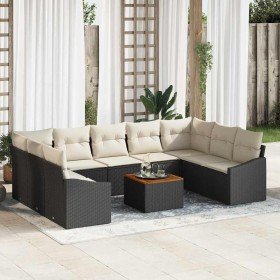 Conjunto de sofás de jardín 10 pcs Negro y crema en Sofás de exterior | Comprar online en Foru.es