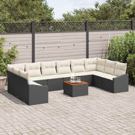 Conjunto de sofá de jardín 11 pcs Negro y blanco en Sofás de exterior | Comprar online en Foru.es