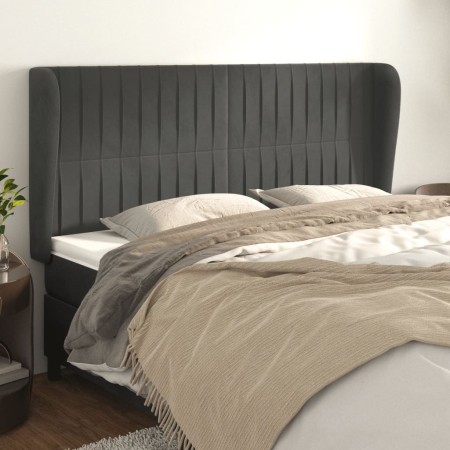 Cabecero con orejas de terciopelo gris oscuro 163x23x118/128 cm de vidaXL, Cabeceros y pies de cama - Ref: Foro24-3118249, Pr...