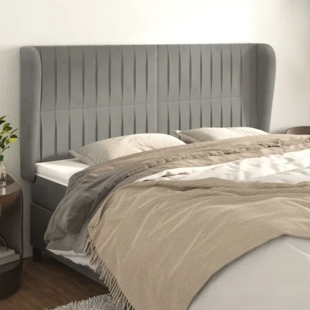 Headboard with light gray velvet ears 183x23x118/128 cm by vidaXL, Headboards and footboards - Ref: Foro24-3118254, Price: 13...