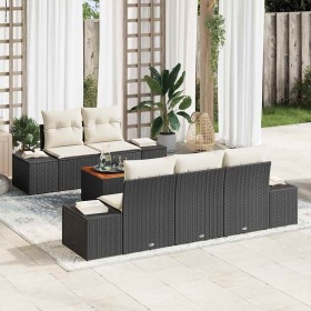 Conjunto de sofás de jardín 6 pcs Negro y crema ratán sintético en Sofás de exterior | Comprar online en Foru.es