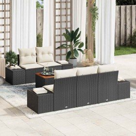 Conjunto de sofás de jardín 6 pcs Negro y crema ratán sintético en Sofás de exterior | Comprar online en Foru.es