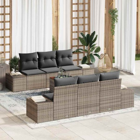 Conjunto de sofás de jardín 7 pcs Gris ratán sintético en Sofás de exterior | Comprar online en Foru.es