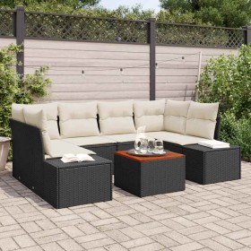 Conjunto de sofá de jardín 7 pcs Negro y blanco en Sofás de exterior | Comprar online en Foru.es