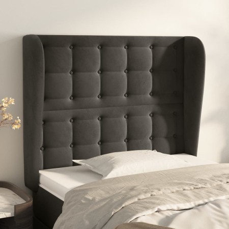 Cabecero con orejas de terciopelo gris oscuro 103x23x118/128 cm de vidaXL, Cabeceros y pies de cama - Ref: Foro24-3118433, Pr...