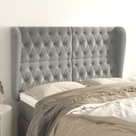 Cabecero con orejas de terciopelo gris claro 147x23x118/128 cm de vidaXL, Cabeceros y pies de cama - Ref: Foro24-3118340, Pre...