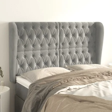 Kopfteil mit hellgrauen Samtohren 147x23x118/128 cm von vidaXL, Kopf- und Fußteile - Ref: Foro24-3118340, Preis: 150,23 €, Ra...