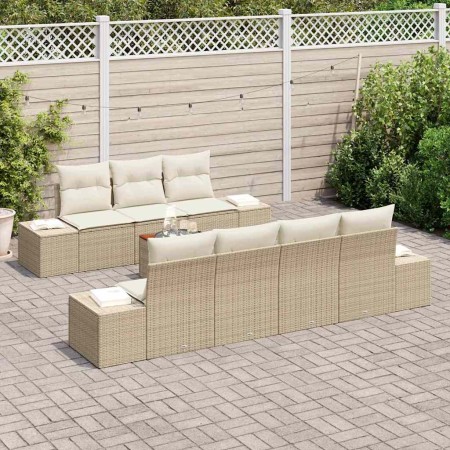 Conjunto de sofás de jardín 8 pcs Beige y Crema ratán sintético en Sofás de exterior | Comprar online en Foru.es
