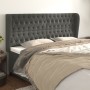 Cabecero con orejas de terciopelo gris oscuro 203x23x118/128 cm de vidaXL, Cabeceros y pies de cama - Ref: Foro24-3118359, Pr...