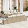 Conjunto de sofás de jardín 9 pcs Beige y Crema ratán sintético en Sofás de exterior | Comprar online en Foru.es