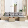 Conjunto de sofá de jardín 6 pcs beige y gris claro en Sofás de exterior | Comprar online en Foru.es