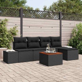 Conjunto de sofás de jardín 6 pcs Negro ratán sintético en Sofás de exterior | Comprar online en Foru.es