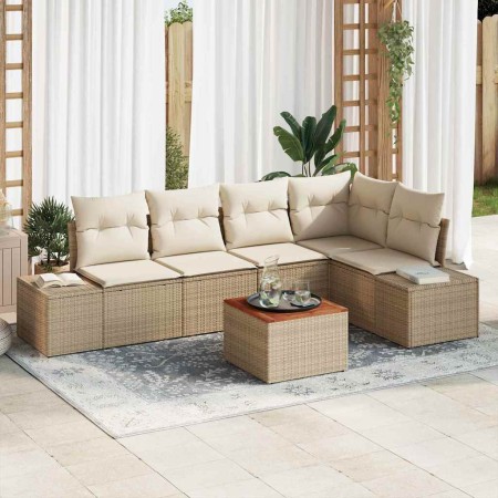 Conjunto de sofás de jardín 6 pcs Beige y Crema ratán sintético en Sofás de exterior | Comprar online en Foru.es