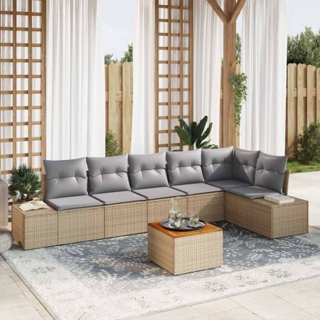 Conjunto de sofás de jardín 7 pcs Beige y Gris Claro en Sofás de exterior | Comprar online en Foru.es