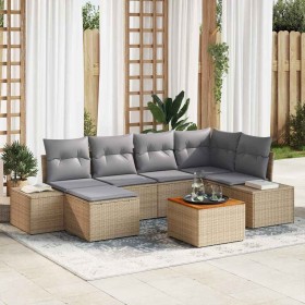 Conjunto de sofá de jardín 7 pcs beige y gris claro en Sofás de exterior | Comprar online en Foru.es