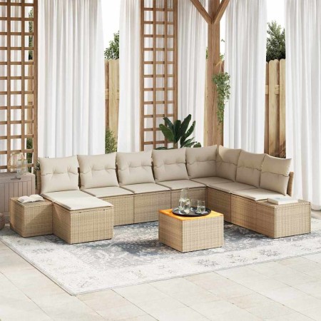 Conjunto de sofá de jardín 9 pcs Beige y blanco en Sofás de exterior | Comprar online en Foru.es