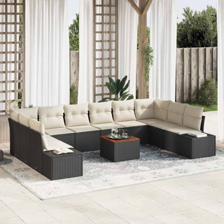 Conjunto de sofá de jardín 11 pcs Negro y blanco en Sofás de exterior | Comprar online en Foru.es