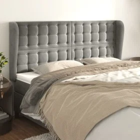 Cabecero con orejas de terciopelo gris claro 183x23x118/128 cm de vidaXL, Cabeceros y pies de cama - Ref: Foro24-3118450, Pre...